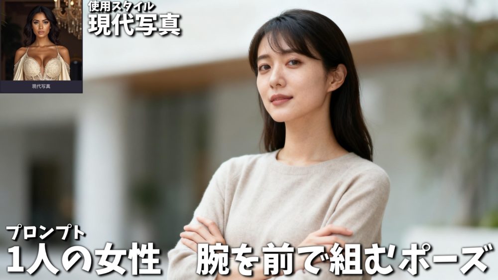 腕を前で組むポーズ