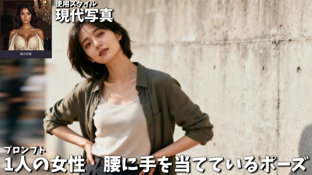 腰に手を当てるポーズ