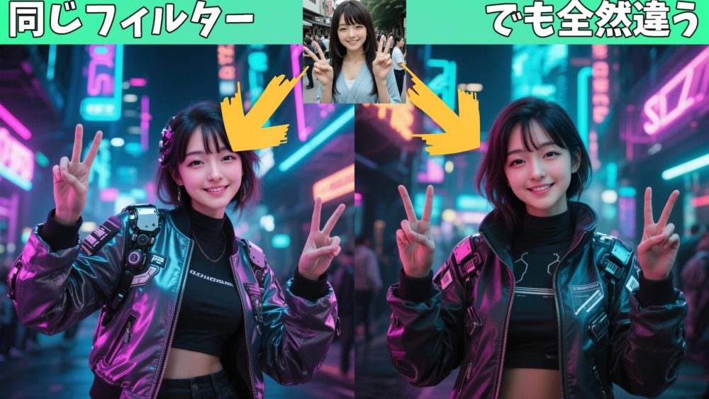 同じフィルターでも同じ画像は作れない